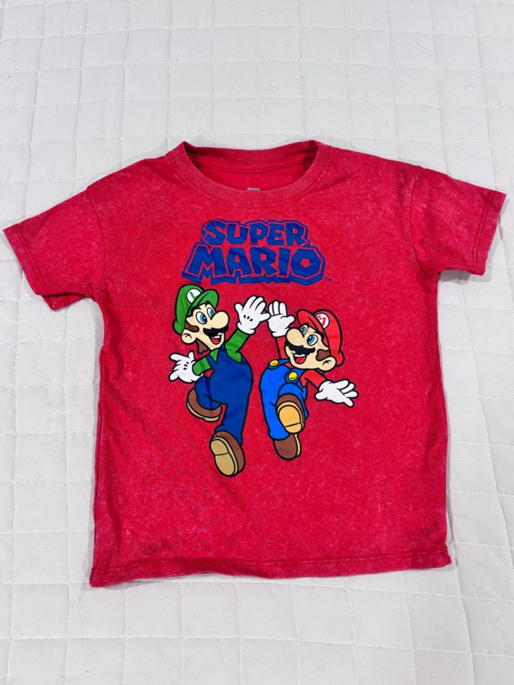 Super Mario Brothers Red Graphic Tee for Kids 5T Red Mario and Luigi